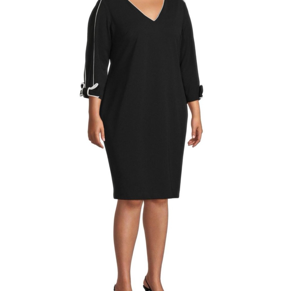 Calvin Klein Black Bow Cuff Sheath Dress